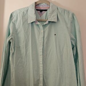 Tommy Hilfiger Men's Light Green Checkered Shirt